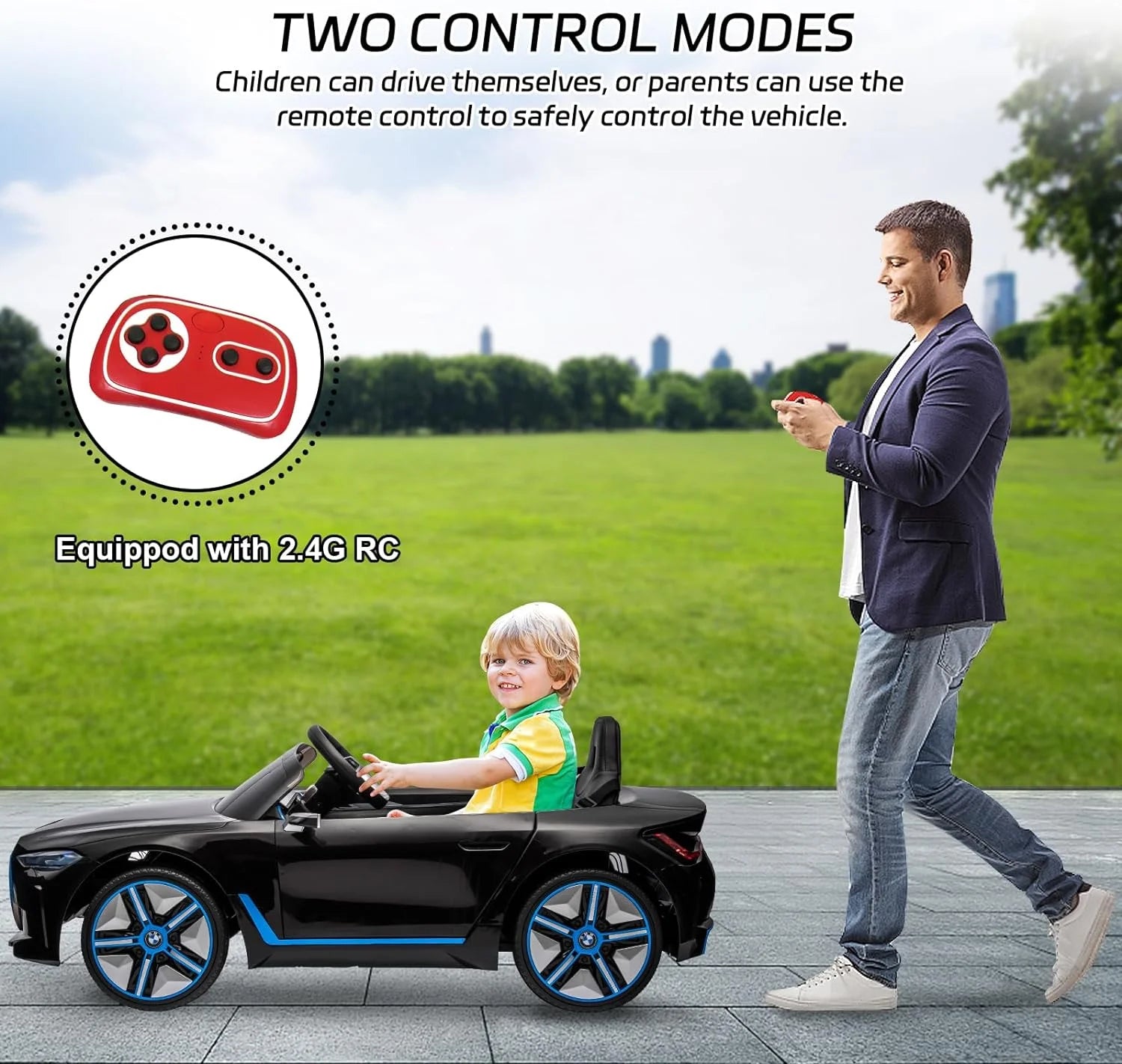 12V Battery Powered Electric Ride-On Car with Remote Control (Black) D661706