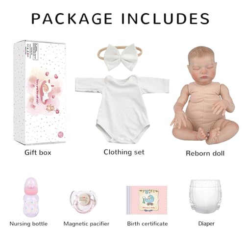 20 Inch Lifelike Newborn Baby Doll with Soft Cloth Body Z897197