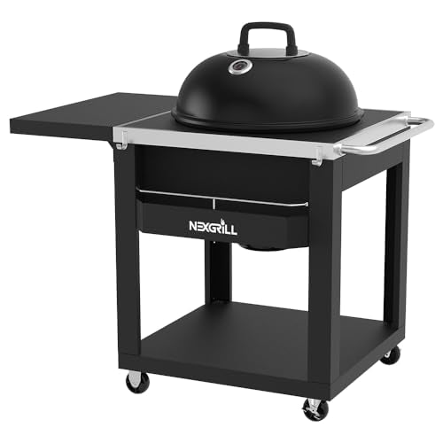 22" Charcoal Barrel Grill with Side Shelf, Black N646149