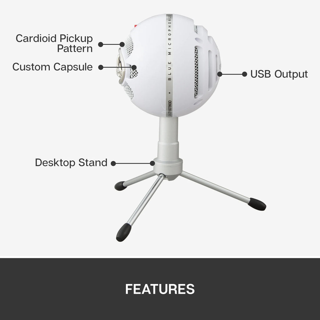 White USB Cardioid Condenser Microphone with Adjustable Desktop Stand H609800