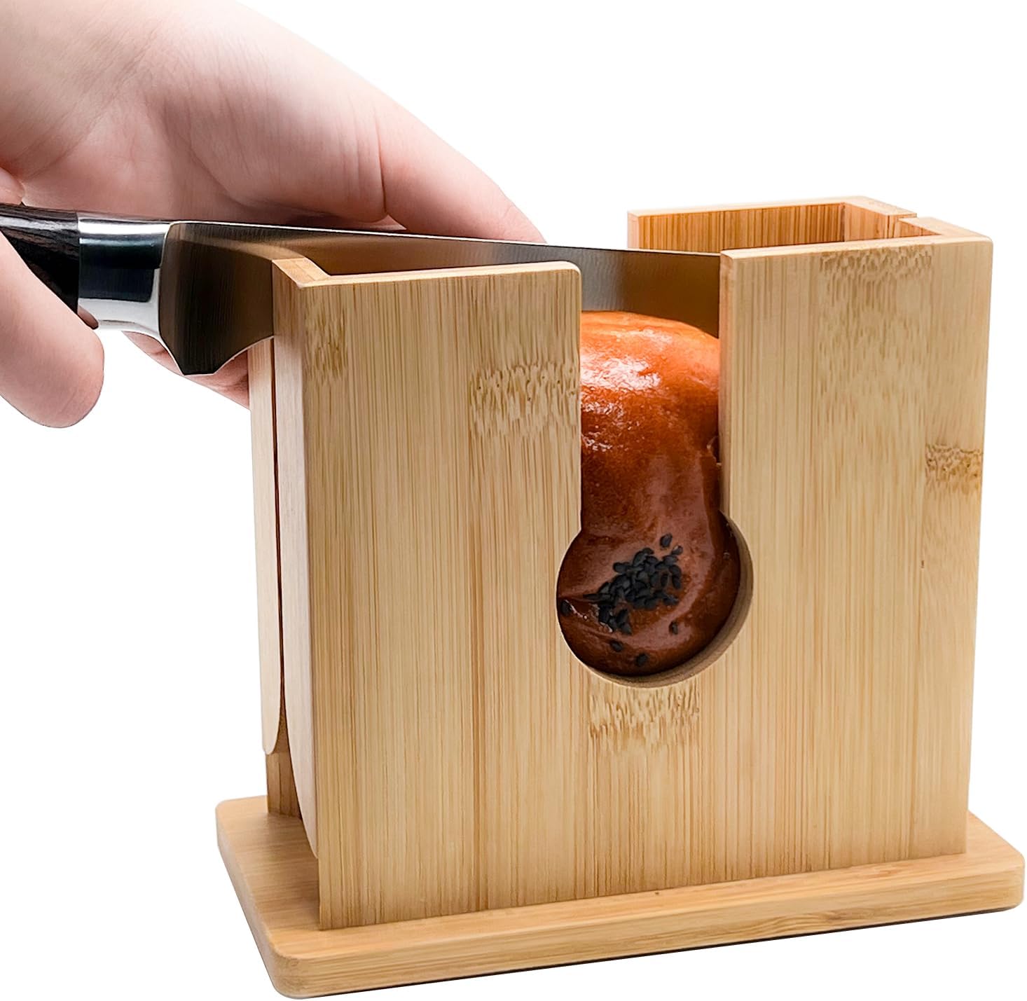 Bamboo Bagel Slicer with Anti-Slip Silicone Base M422932