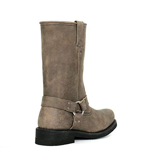 Stone Wash Brown 11-inch Tall Harness Leather Boots S35137