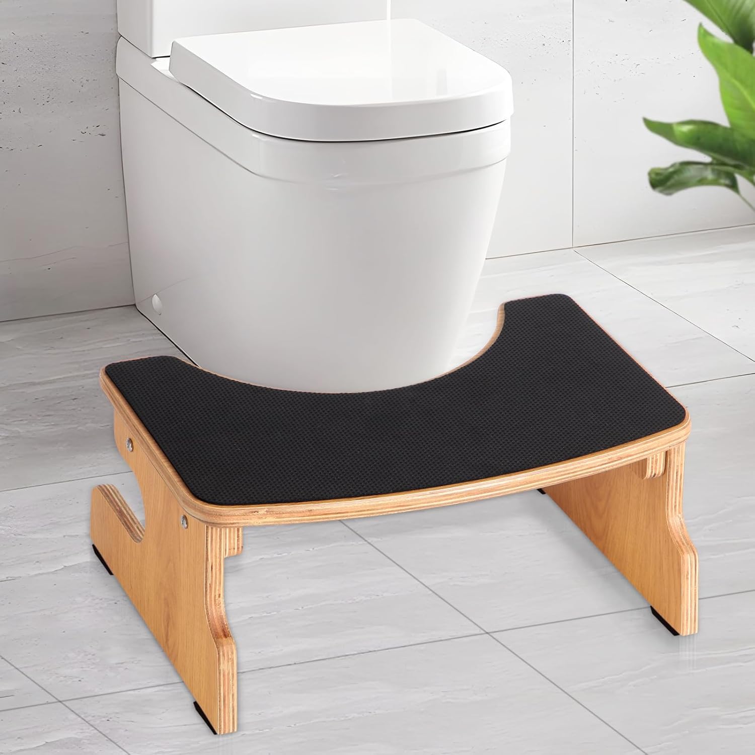 Wooden Toilet Stool Squat Adult, Extra Thick Multi-layer Wood U179855