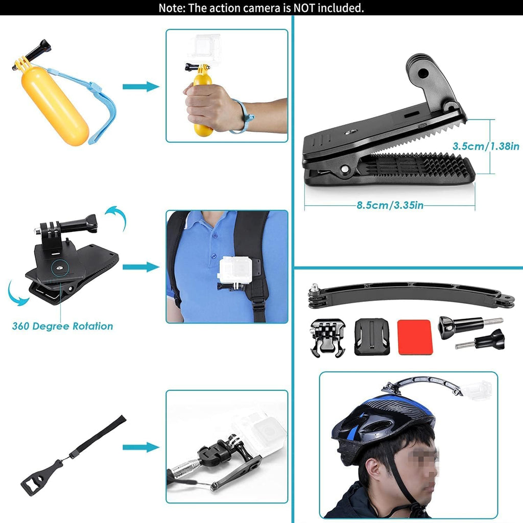Waterproof Action Camera with Front LCD and Touch Rear Screens, 5K HD Video, 23MP Photos, 64GB Card and 50 Piece Accessory Kit V547