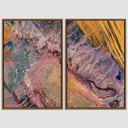 2 Piece Framed Canvas Wall Art Neon Turquoise Sand 16"x24"x2 Panels E734537