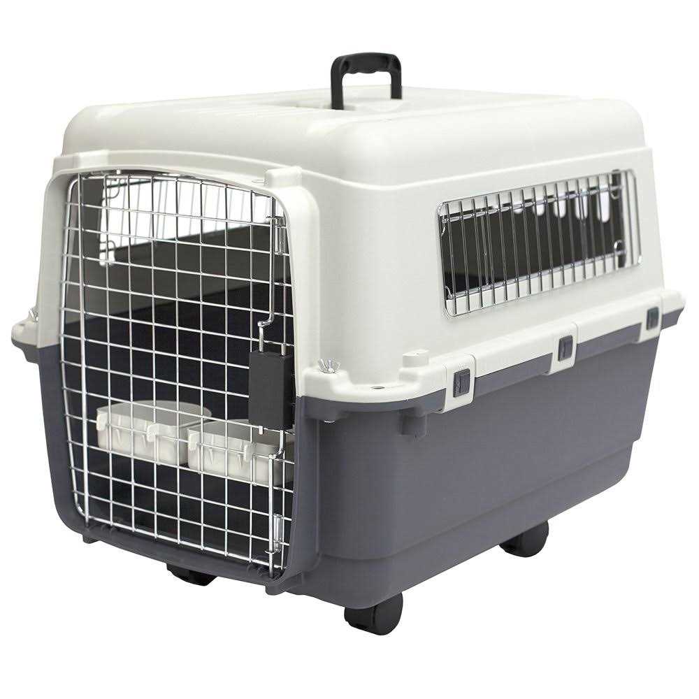 Plastic Kennels Rolling Wire Door Travel Dog Crate B9760