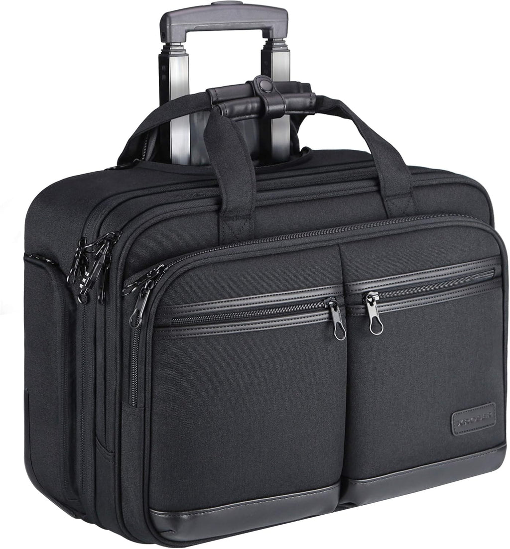 Black Rolling Laptop Bag with RFID Pockets D2416