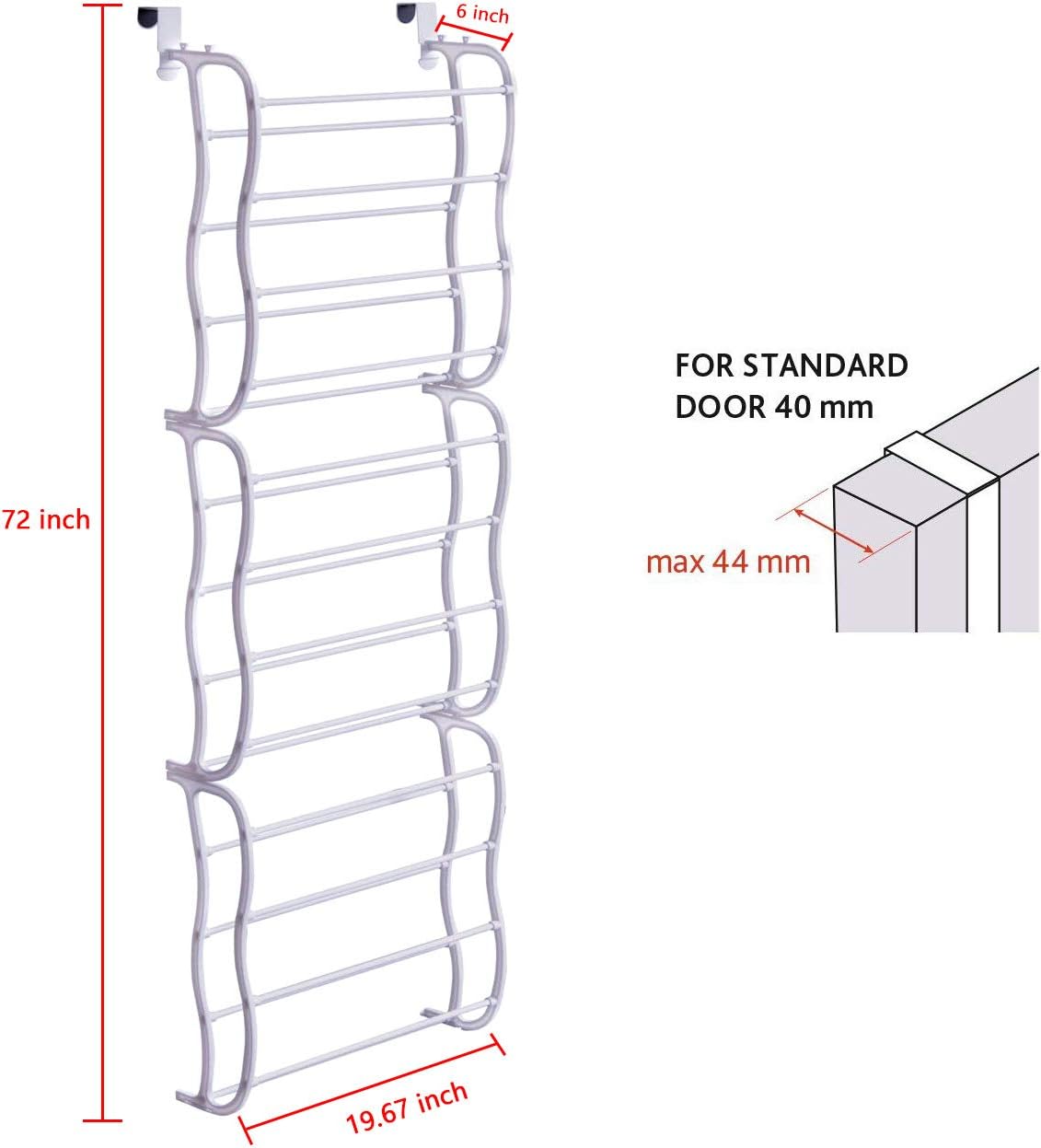 36 Pair Hanging Shoe Organizer with Hooks W433915