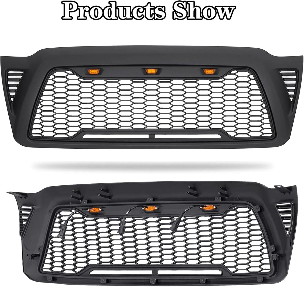 Matte Black Mesh Grille with 3 LED lights Y78796