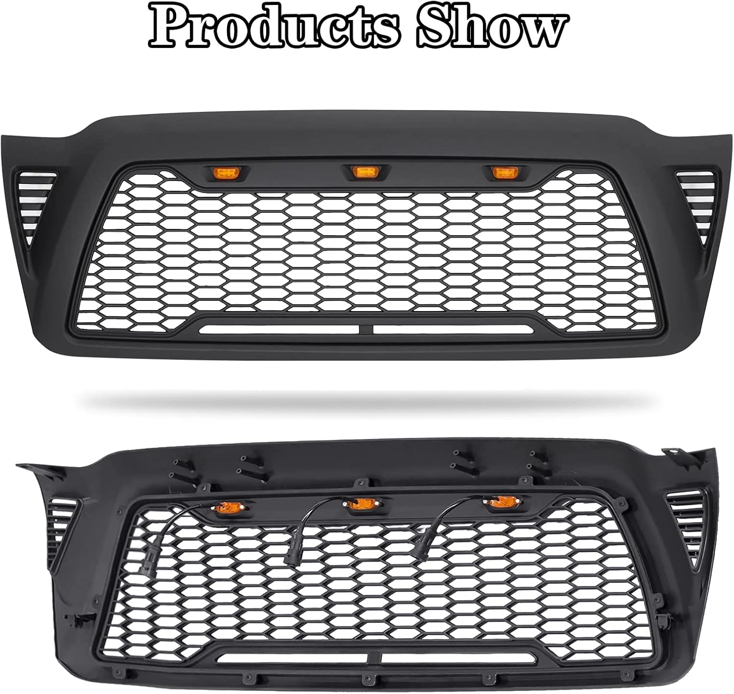 Matte Black Mesh Grille with 3 LED lights Y78796