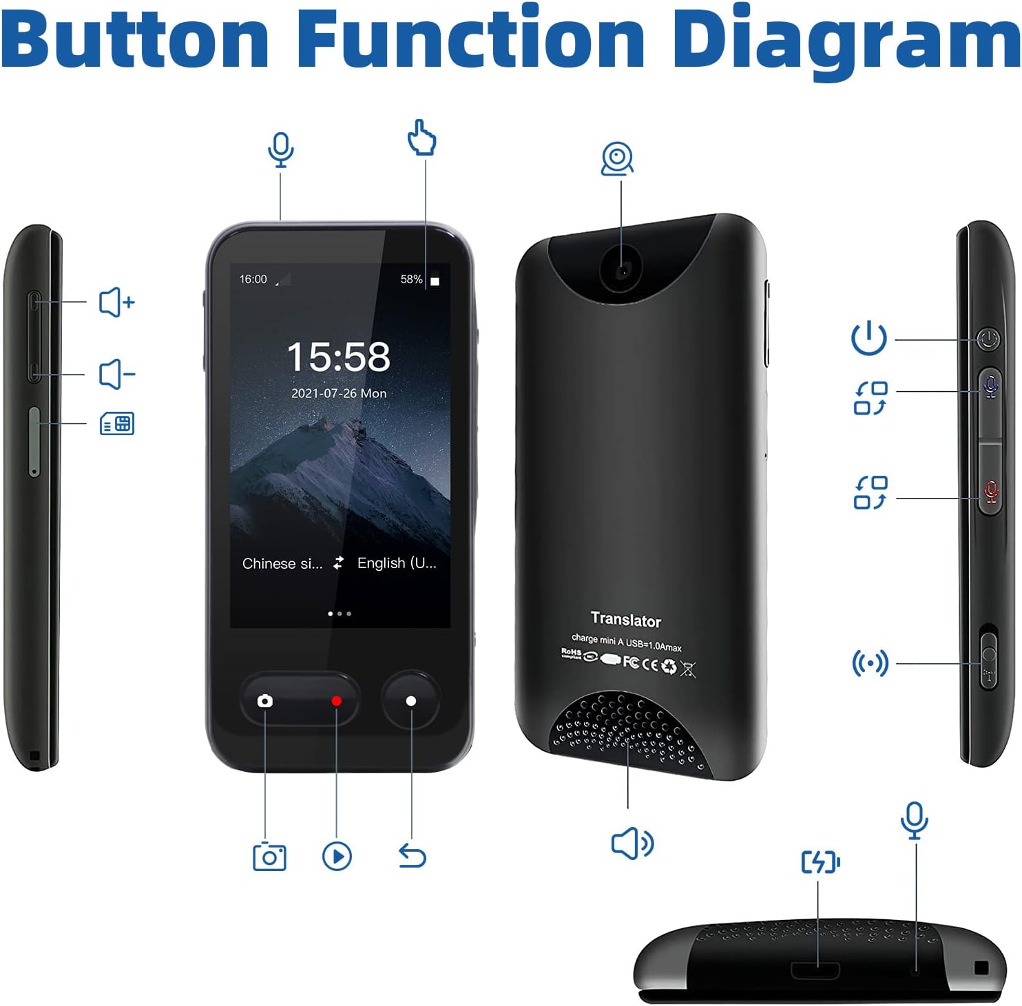 Portable Instant Two-Way Language Translator Device G1900