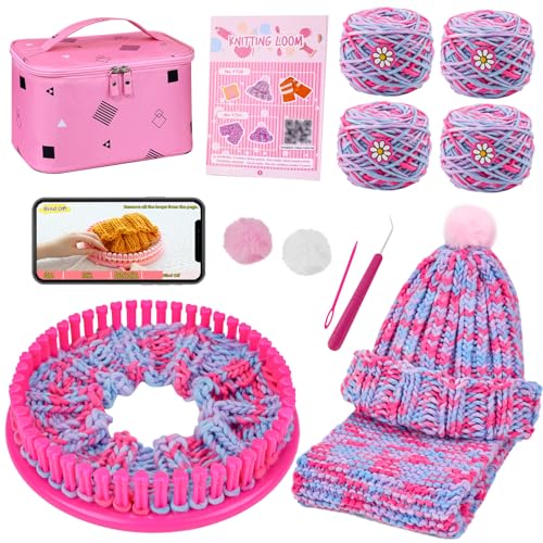 Knitting Loom Kit with Storage Bags Yarns Knitting Tools Pink E744235
