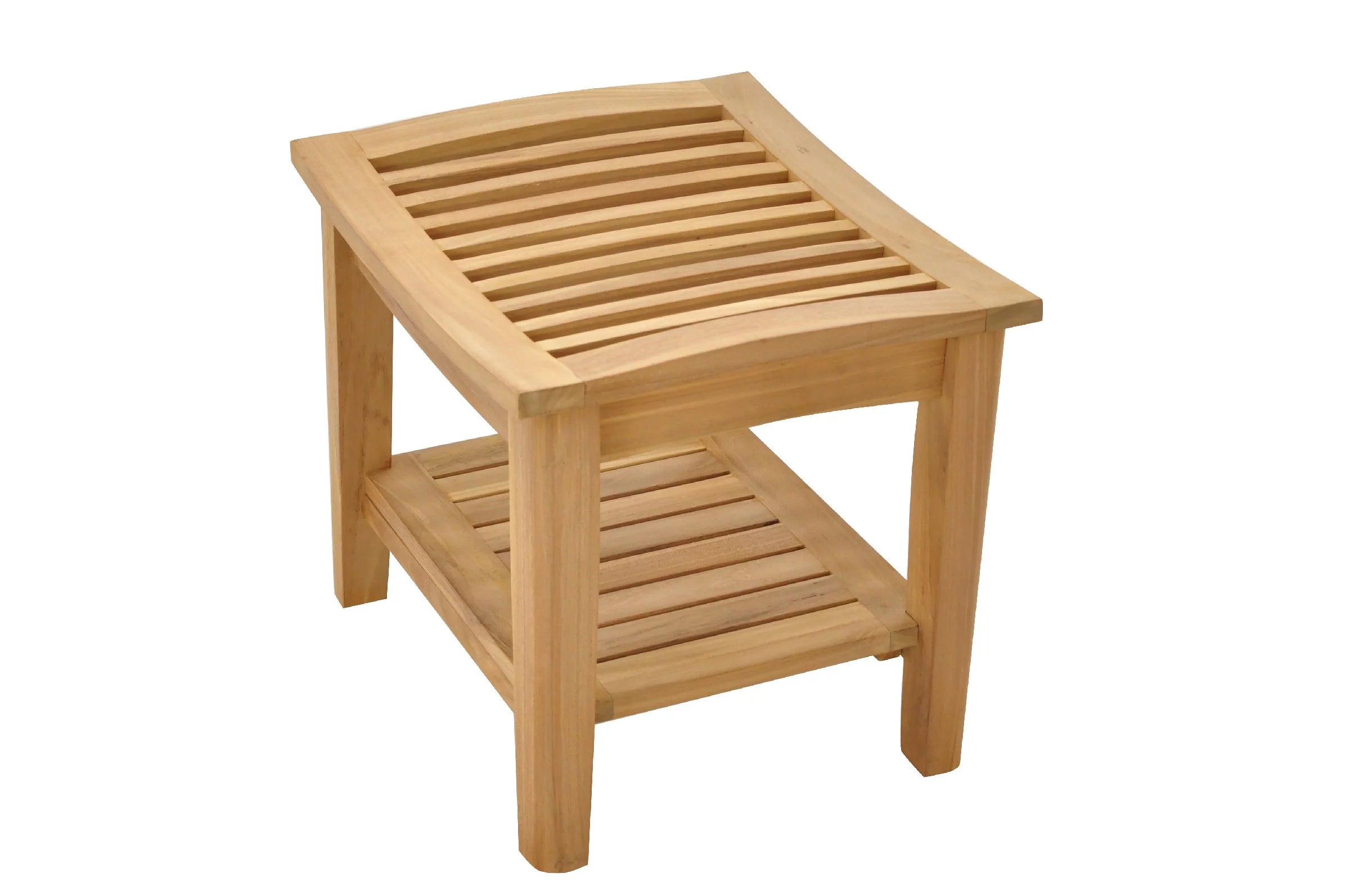 Teak Wood Shower Stool Bench with Shelf V385