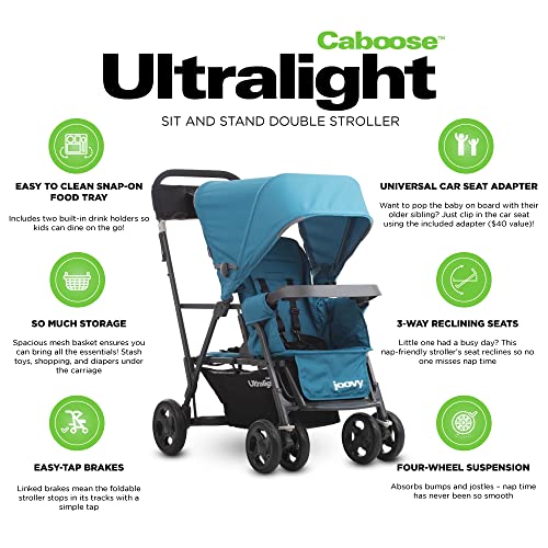 Black Double Stroller with Rear Bench and Standing Platform O5131