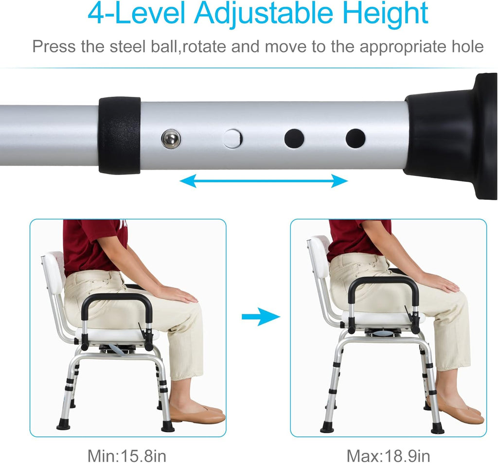 Swivel Shower Chair with Arms and Back Adjustable Bath Chair N722389