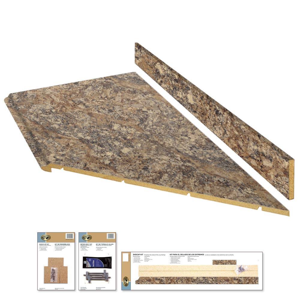 8 ft. Brown Laminate Countertop Kit with Right Miter and Full Wrap Ogee Edge L409577