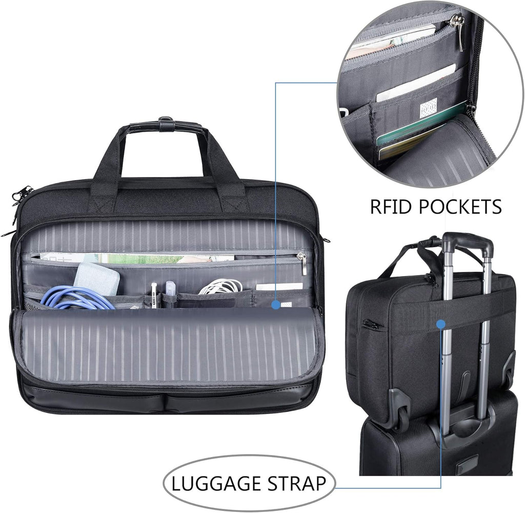 Black Rolling Laptop Bag with RFID Pockets D2416