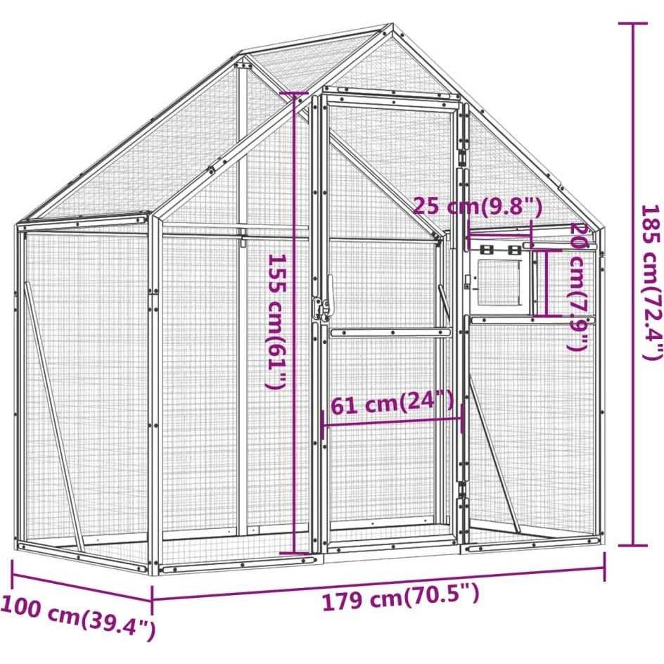 Silver 179x100x185 cm Aluminium Pet Supplies F29479