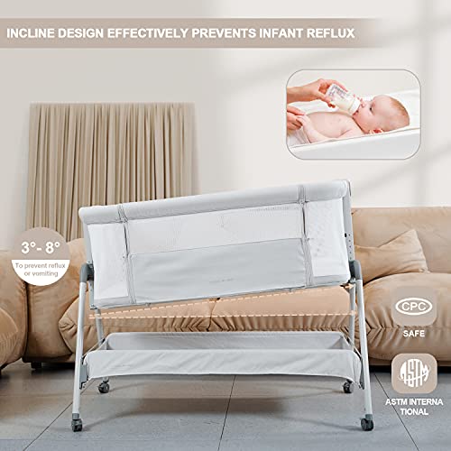 Pink Baby Bassinet Bedside Sleeper with Wheels K7311