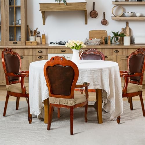Grey Set of 4 Jacquard Stretch Dining Chair Seat Covers with Armrest K61854