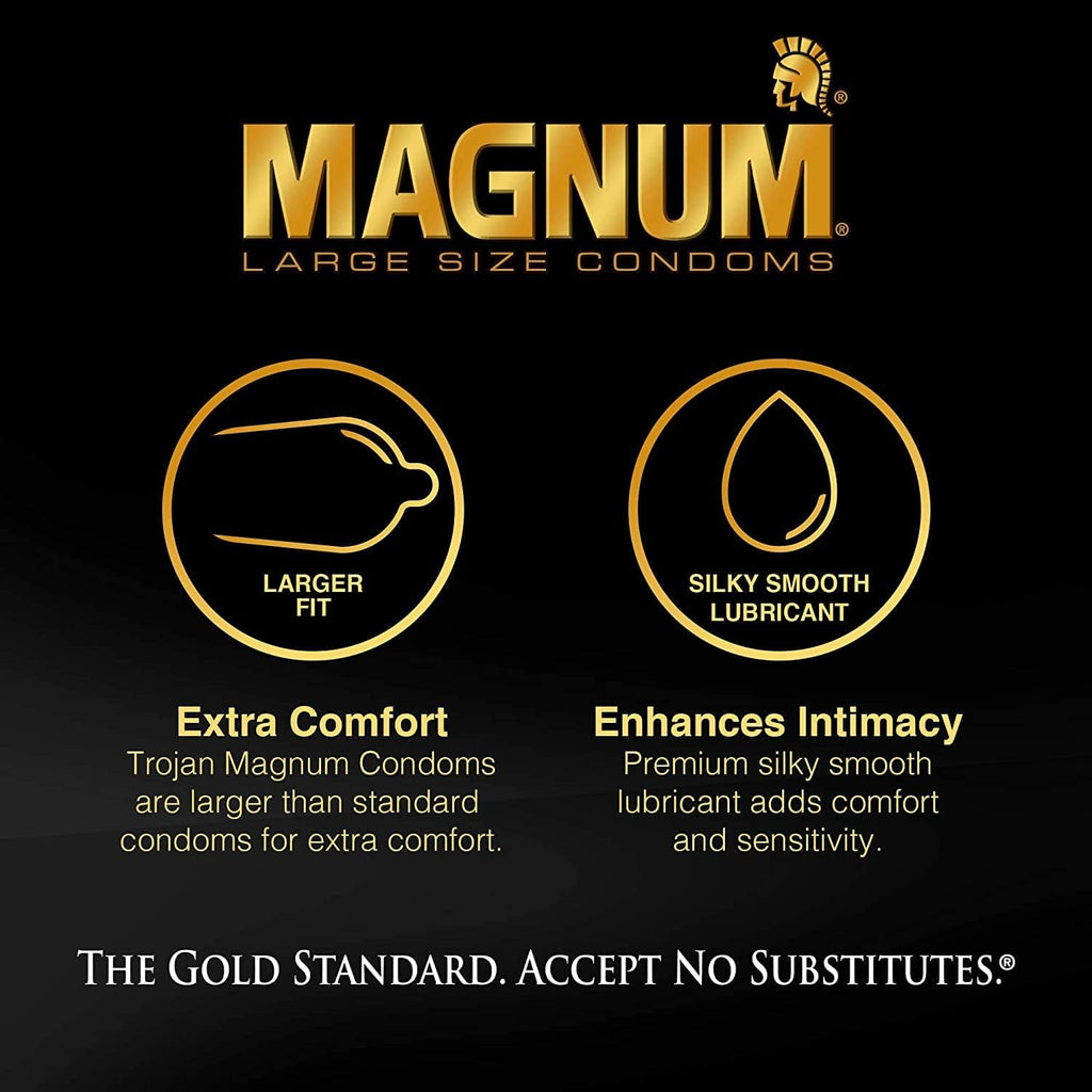 Magnum XL Size Lubricated Latex Condoms - 12 ct, Pack of 6 W216