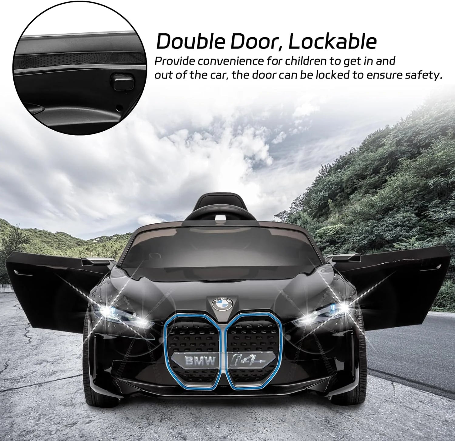 12V Battery Powered Electric Ride-On Car with Remote Control (Black) D661706