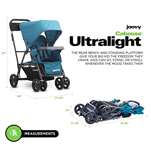 Black Double Stroller with Rear Bench and Standing Platform O5131