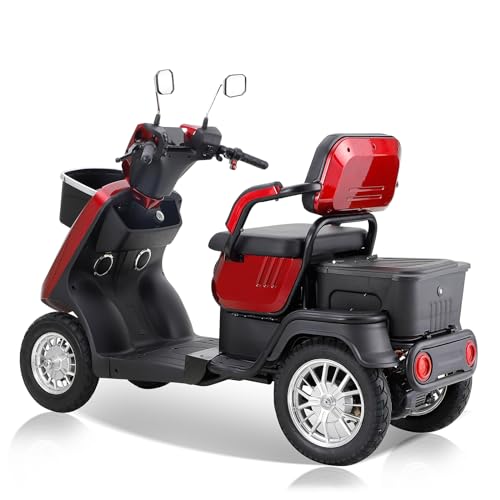 Red Heavy-Duty 4 Wheel Mobility Scooter 500lbs Capacity 1000W X26637