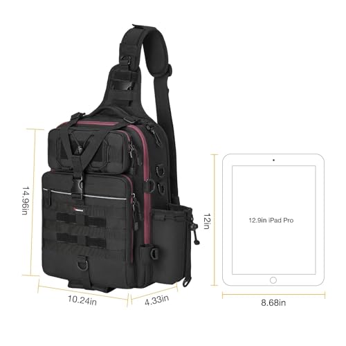 Lightweight Sling Fishing Tackle Bag with Rod & Gear Holder H1699