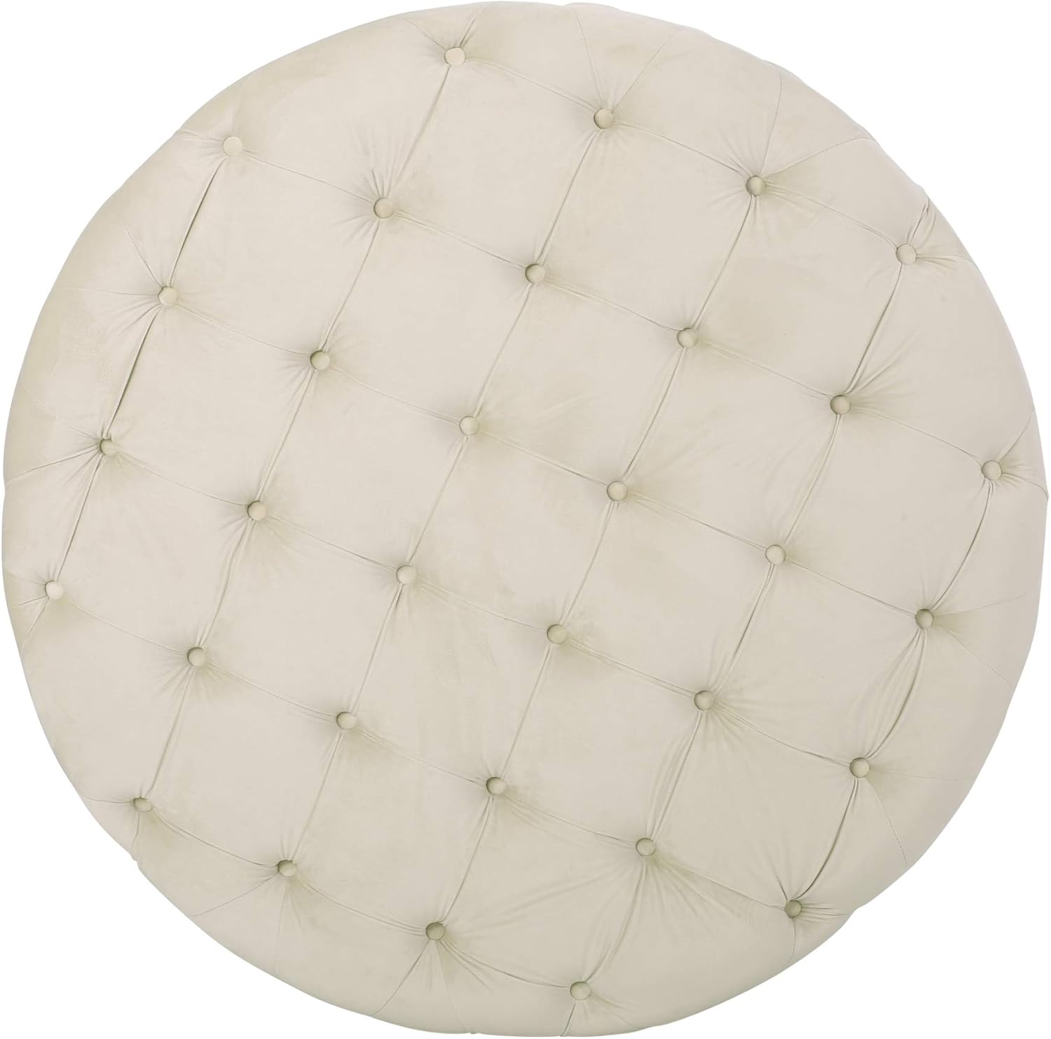 Beige Round Tufted Velvet Ottoman M936378