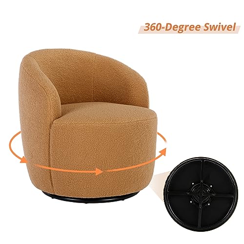 Coffee Brown Teddy Sherpa Swivel Barrel Chair E572