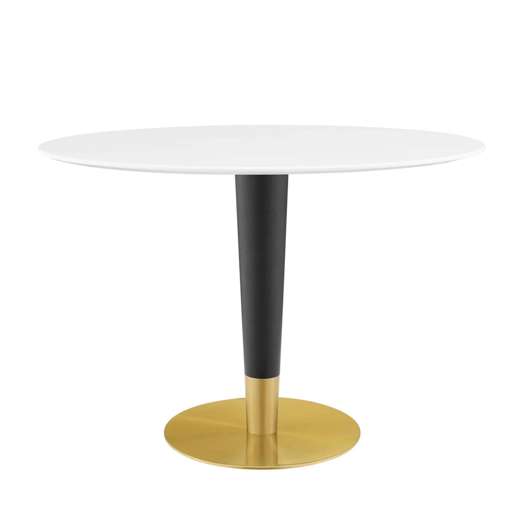 Oval Wood Metal Gold White Dining Table N403381