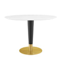 Oval Wood Metal Gold White Dining Table N403381