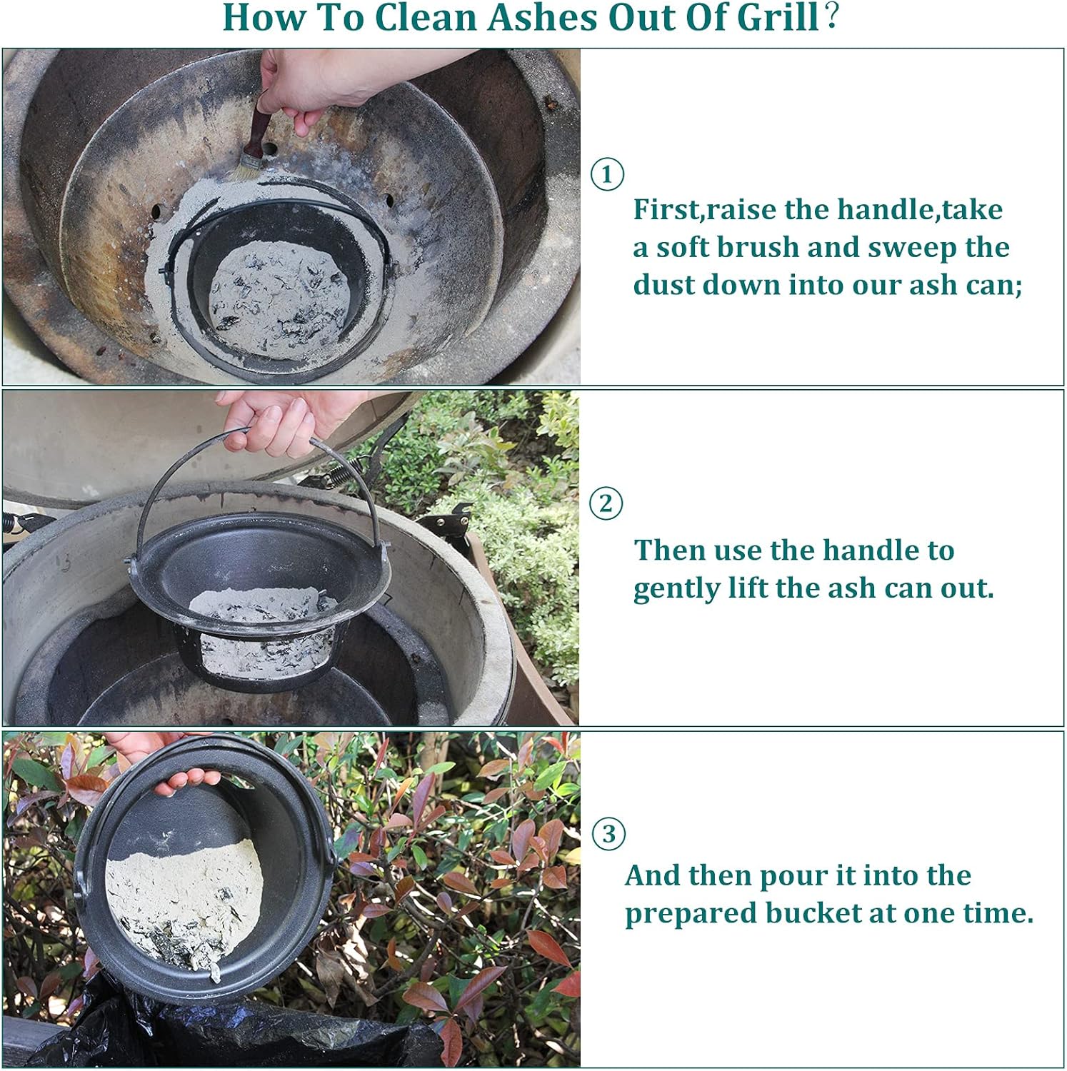 Cast Iron Ash Can with Handle Charcoal Ash Basket J5561