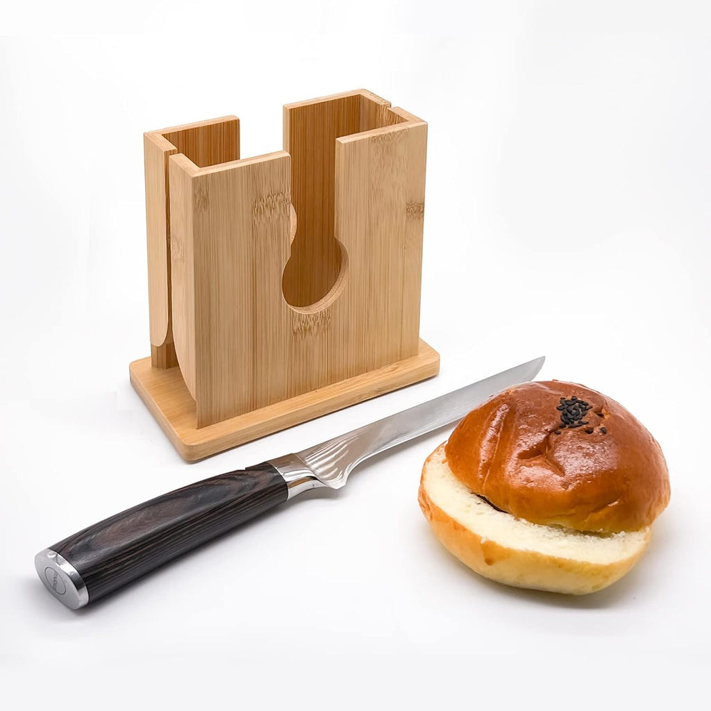 Bamboo Bagel Slicer with Anti-Slip Silicone Base M422932
