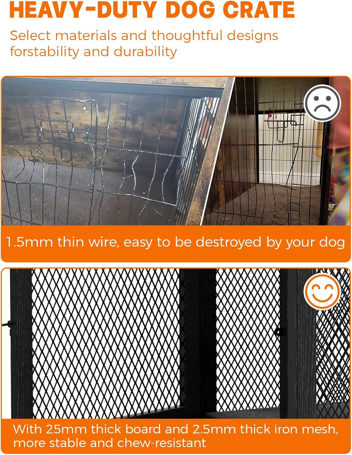 Wooden Dog Crate with Tray and Cushion S78953