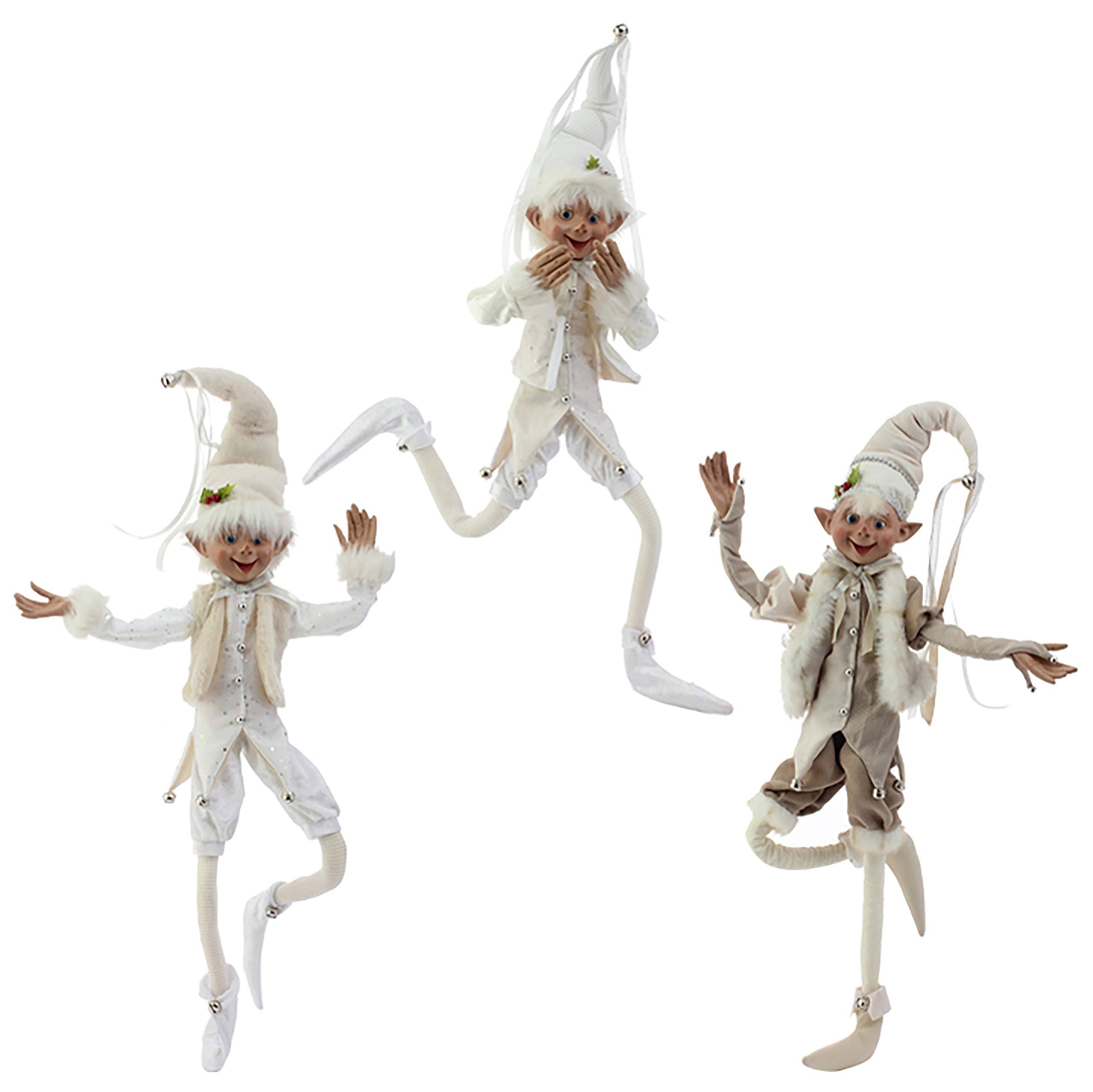 Cream Posable Christmas Elves Set of 3 U484