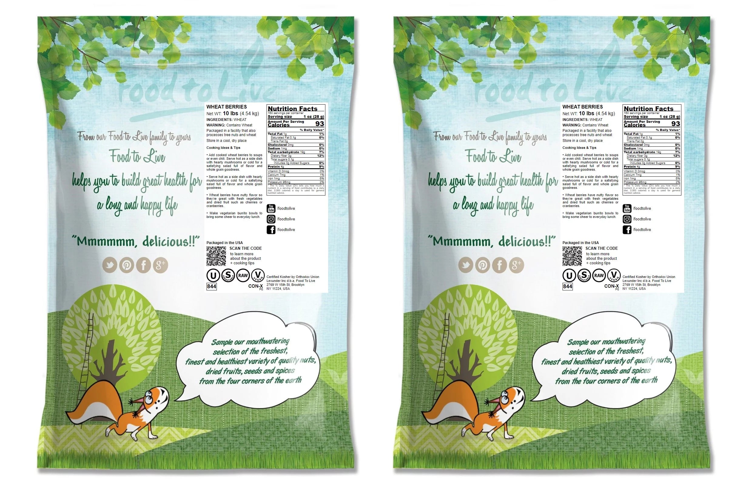 20 Pounds Raw Wheat Berries K14278