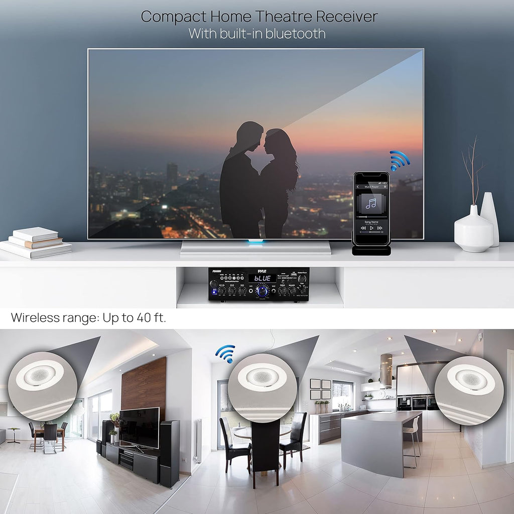 Wireless Bluetooth Home Stereo Amplifier 200 Watt Power Amplifier Home Audio Receiver J4779