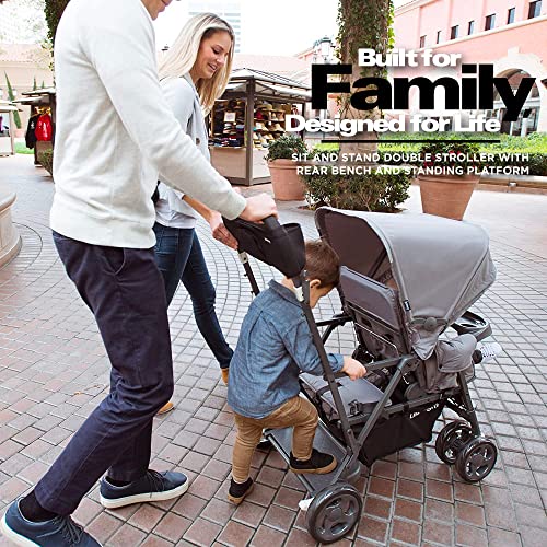 Black Double Stroller with Rear Bench and Standing Platform O5131