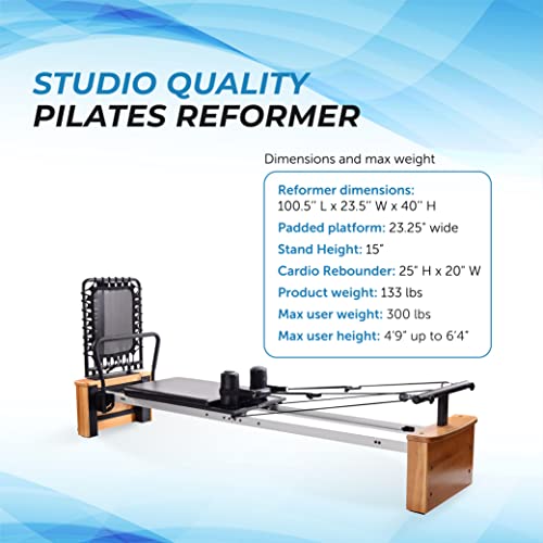 Chrome Black Padded Pilates Reformer with Cardio Rebounder V6065