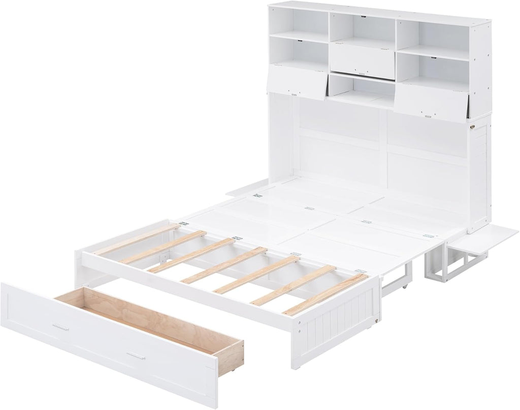 Queen Size Murphy Bed with Bookcase and Drawer A77152