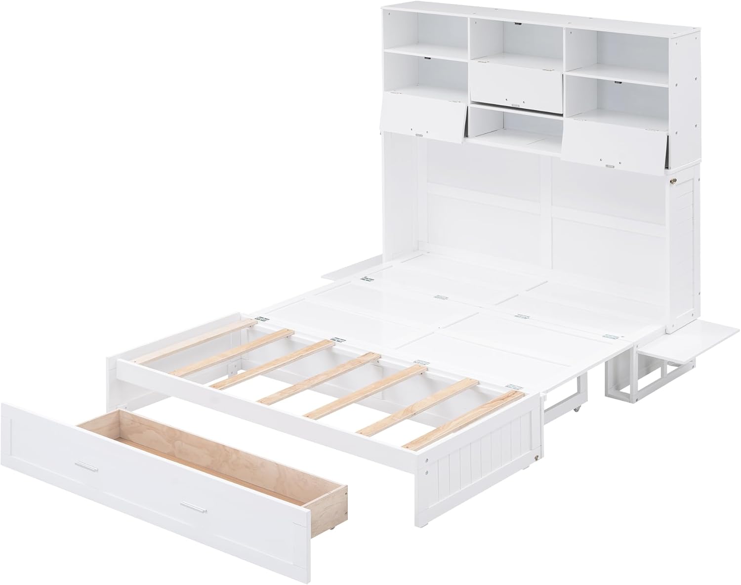 Queen Size Murphy Bed with Bookcase and Drawer A77152