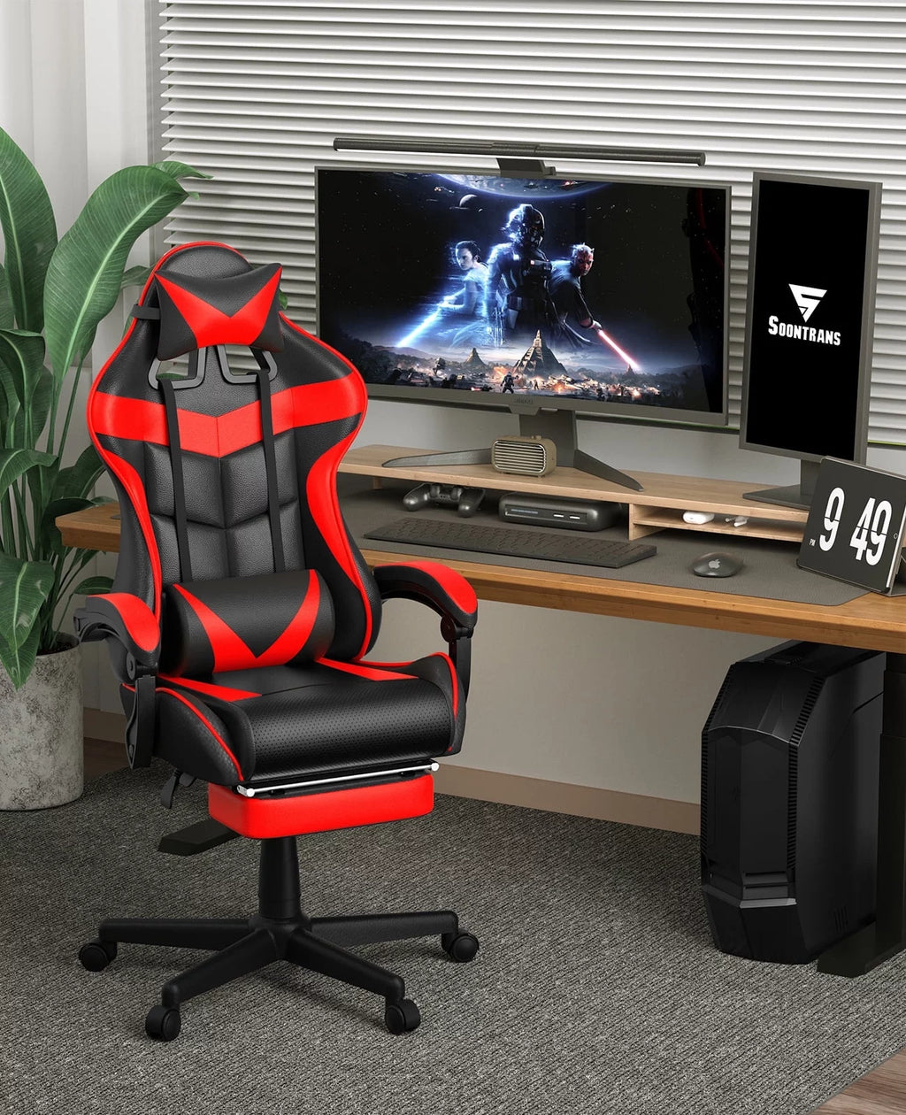 Red Ergonomic Gaming Office Chair with Footrest J83020