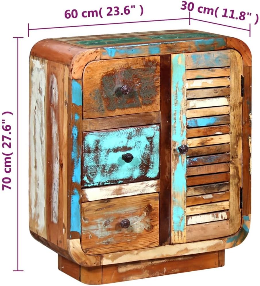 Solid Reclaimed Wood Sideboard with Door and 3 Drawers N8699