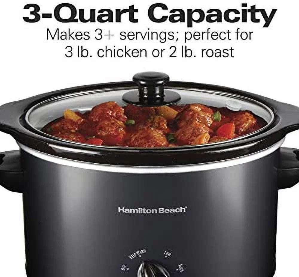 3-Quart Matte Black Slow Cooker G4783