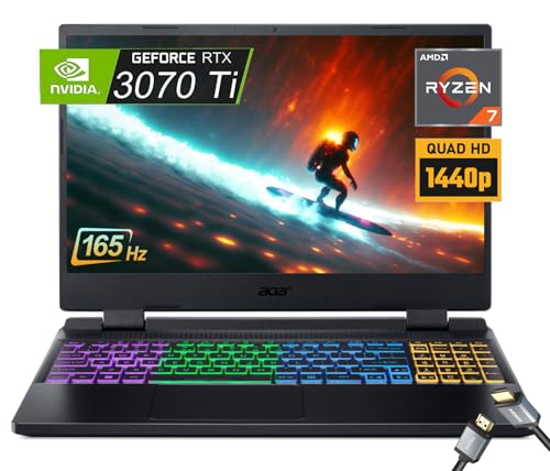 15.6" QHD 165 Hz IPS Gaming Laptop with AMD Ryzen 7 6800H, NVIDIA GeForce RTX 3070 Ti 8G, 64GB DDR5 RAM, 4TB PCIe SSD V49085