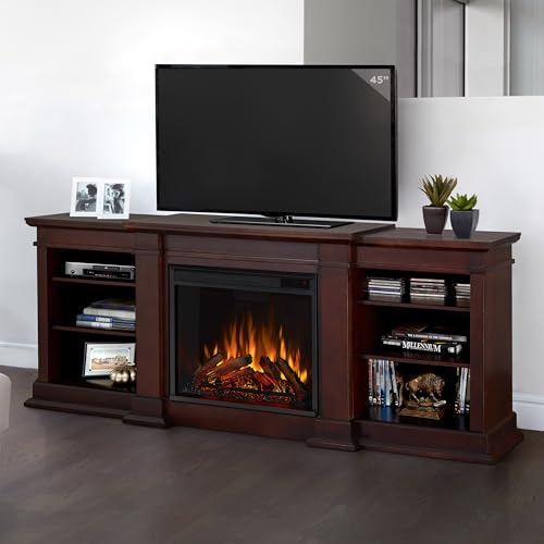 72" Black TV Stand with Electric Fireplace P39368