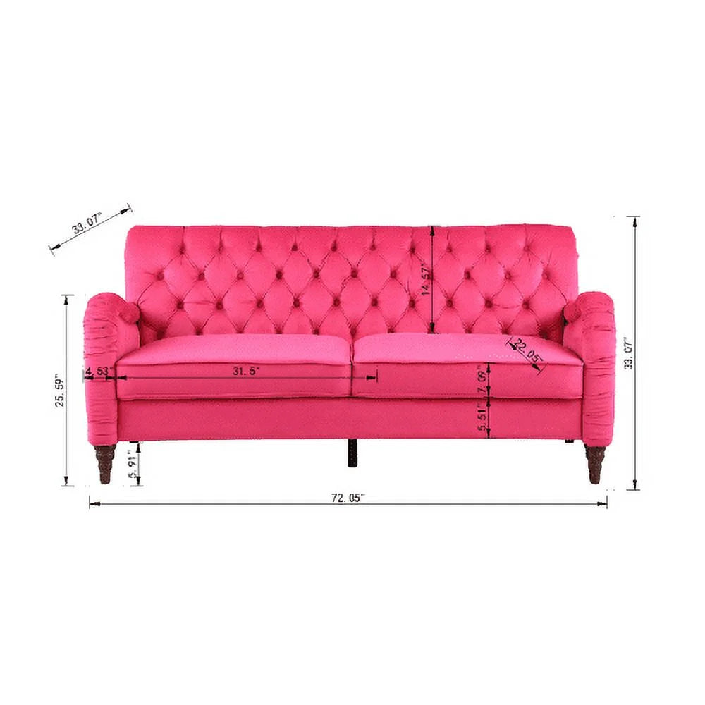 rose red 3 seater Chesterfield sofa E202449