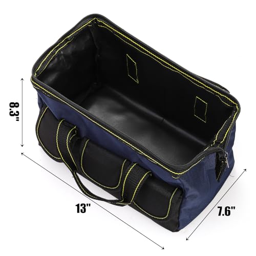 3 Pack 13 Inch Tool Bag with Waterproof Base, Heavy Duty Tool Storage Bag Organizer, 5 Pockets Z31874